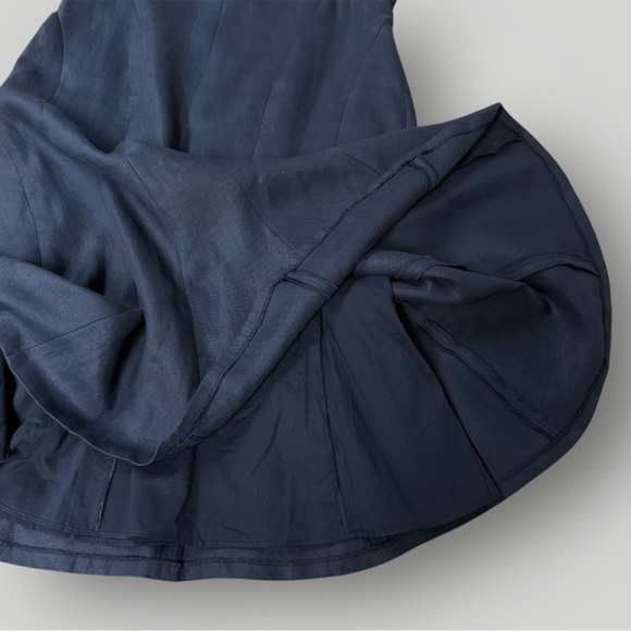 Lafayette 148 Navy Blue Linen Cap Sleeve Pleat Peplum Career Dress Sz 8 - Picture 8 of 9